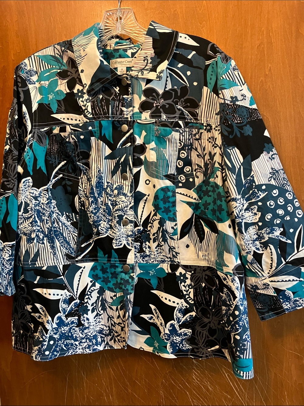 Coldwater Creek Size 1X Snap Front Cotton Jacket Top